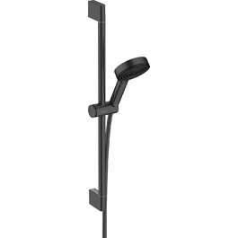 Hansgrohe Pulsify Select S Shower Set, water-saving showerhead with hose and holder, adjustable, handheld shower with 3 spray patterns (Relaxation), Mattweiß (Mattschwarz, 0.65m Set, 3 spray patterns)