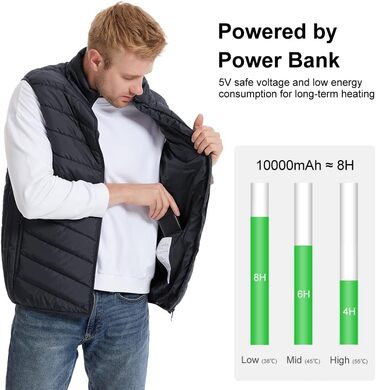 Обогревна жилетка Amurhey для чоловіків та жінок з 21 зоною обігріву, сумісна з 5V/7.4V, модель 2025. Електрична жилетка, унісекс, тепла, яку можна прати. (Без Powerbank)