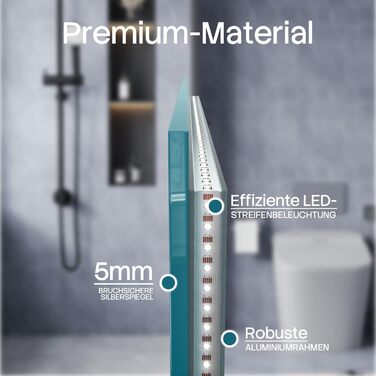 Дзеркало для ванної кімнати HySail з підсвічуванням, 5 мм, висока роздільна здатність, срібне скло, 3 колірні температури, регульована яскравість, сенсорний вимикач, антизапарник, 80 x 60 см