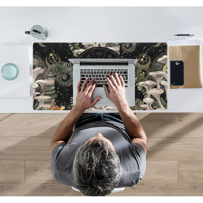 Килимок для миші Moon Mushroom XXL 80x40 см - Чорний, для геймінгу та офісу