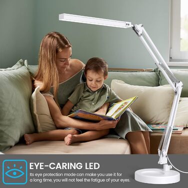 SKYLEO Dimmable Desk Lamp with Clip - Eye Protection LED Task Lamp - 3 Modes & 10 Brightness Levels - Black