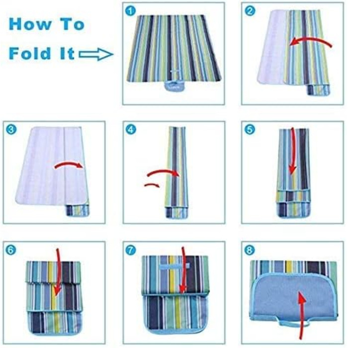 WAIZHIUA велика пікнікова ковдра 200 x 200 см, вологостійка, для пляжу, парку, кемпінгу, сімейних концертів, похідів, блакитна