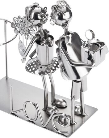 BRUBAKER Wine Bottle Holder - Loving Couple - Metal Bottle Stand with Greeting Card for Wine Gift