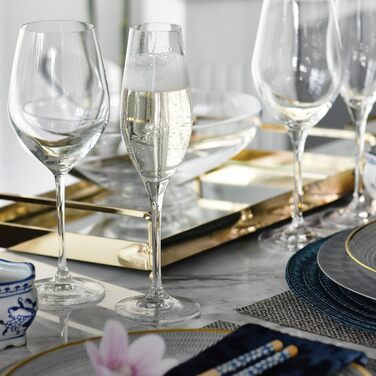 Набір келихів для шампанського Krosno Champagnergläser Set – 6 шт. | 210 мл | Колекція Splendour | Кристалічне скло, без свинцю | Елегантний дизайн з високою ніжкою | Для шампанського, просекко та урочистих подій