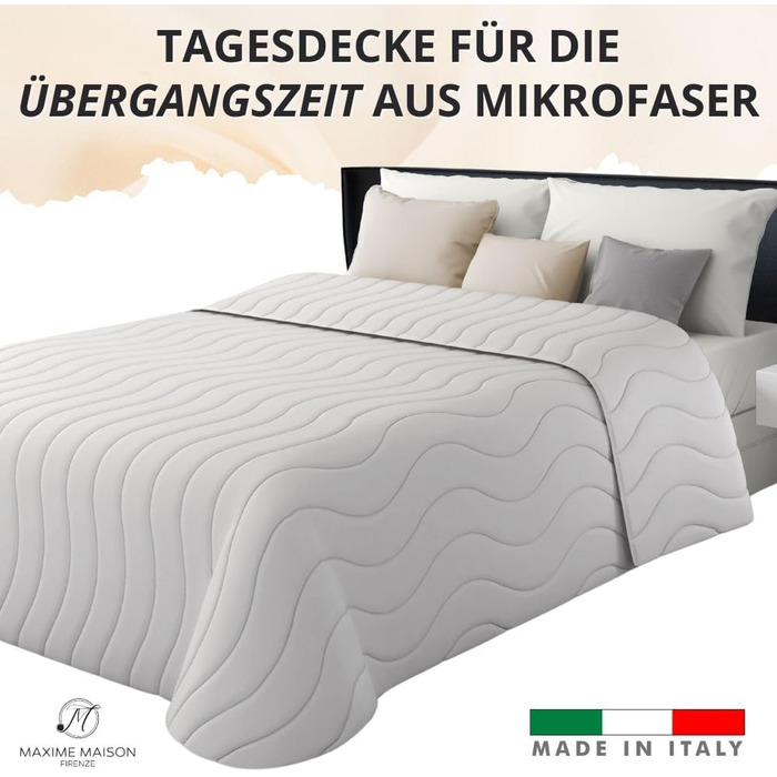 Плед для ліжка 240x260 см, двосторонній дизайн, осінь/весна (100 г/м²), стеганий, з м'якої мікрофібри, Made in Italy (білий)