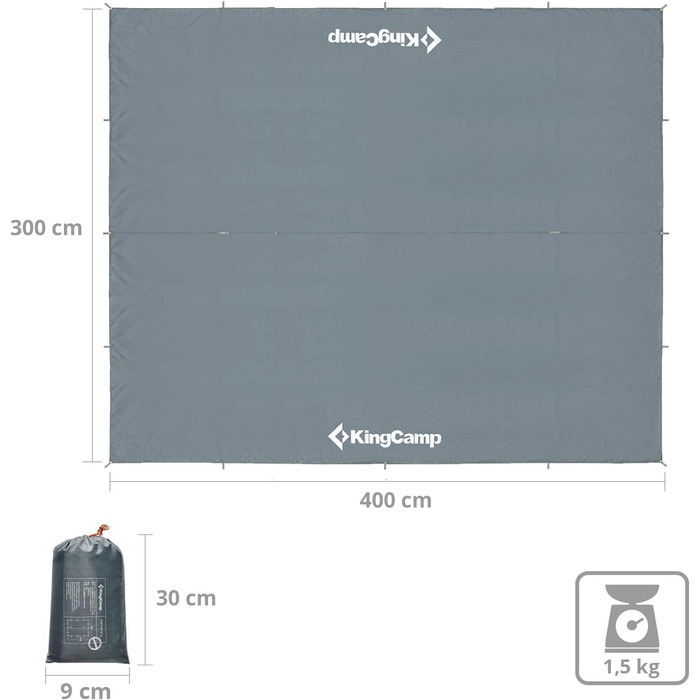 Тент KingCamp Bowman для кемпінгу: захист від сонця, вітру, 300x400 см, UV 50+