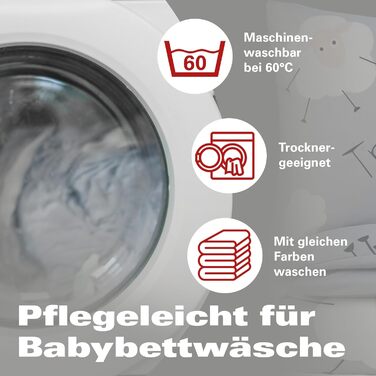 Набір постільної білизни BaSaTex для дітей | 100x135 см + 40x60 см | 100% поліестер мікрофібра | Застібка-блискавка | Милі сни - овечки та хмаринки | сірий/білий | BaSaTex