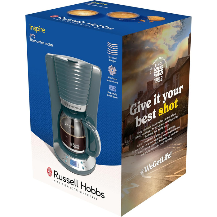 Електричний чайник Russell Hobbs Inspire 1.7л, 2400W з високоякісною глянцевою поверхнею, функцією швидкого кип'ятіння, знімним фільтром від накипу та індикатором рівня води