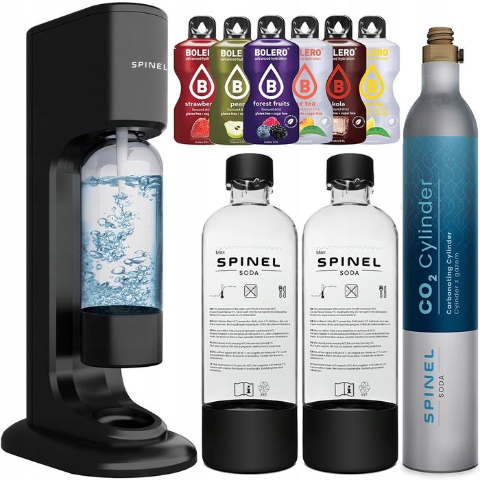 Сифонізатор для води Spinel Soda BubbleON, чорний + 2 пляшки