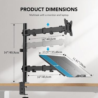 Кріплення для монітора HUANUO з підставкою для ноутбука, 13-32 дюйми, VESA 75/10, для геймінгу