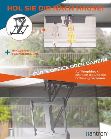 Електричний стельовий кронштейн для телевізора Xantron DEHA-600E 32-70 дюймів VESA до 600x400 мм, до 35 кг з пультом