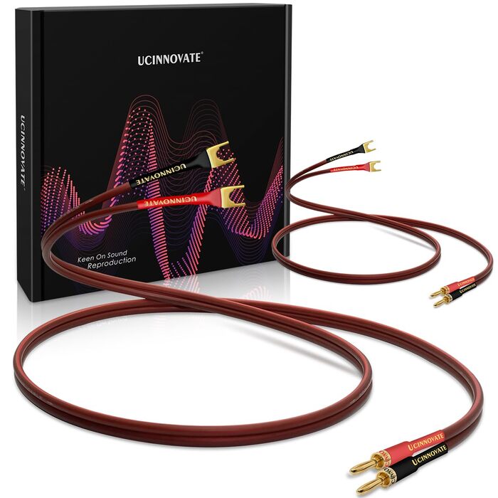 Акустичний кабель UCINNOVATE HiFi OFC (2 шт. по 3м), 14AWG з позолоченими роз'ємами Банан-Лопатка (Y-штекер) для підсилювача та колонок