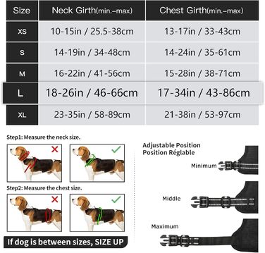 Шлейка для собак HEELE, No-Pull, для середніх собак, м'яка, дихаюча, регульована, світловідбиваюча, з м'яким ручним захопленням, чорна, розмір L