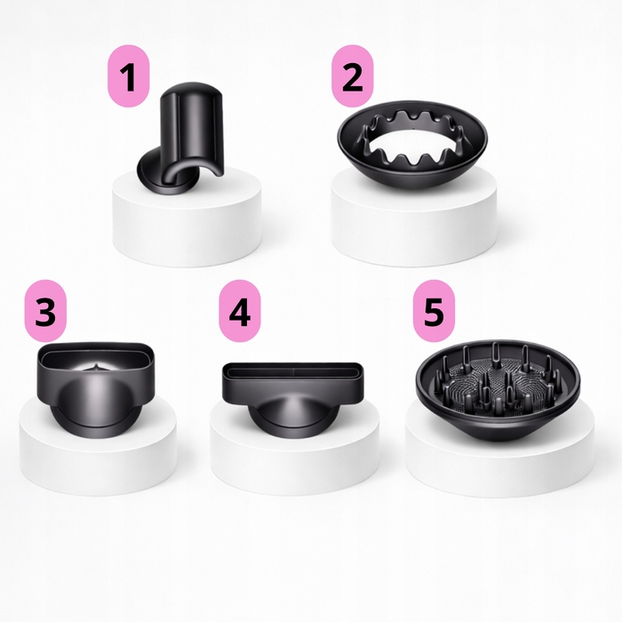 Професійний фен для волосся Dryer 6в1, 1600 Вт, з іонізацією та дифузором, сріблястий