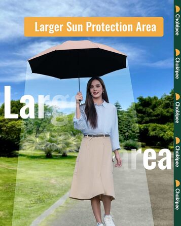 Чакіпі Годинник-парасолька великий, стійкий до вітру, компактний, для подорожей, автоматичний, для жінок та чоловіків, портативний, захист від УФ-променів, парасолька-кишеньковий, покриття 210T, діаметр 97 см, 8 спиць (рожевий)