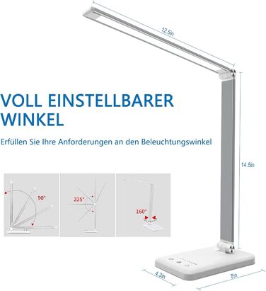 LED лампа настільна з димуванням, 5 кольорів та 10 рівнів яскравості, захист очей, USB-зарядка, для дітей, офісу, читання, модель #2