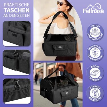 Транспортна переноска для собак та котів - зручна та складана переноска для подорожей, 40 x 34 x 25 см. Підходить для авіаперельотів та має додаткове відділення для зберігання речей