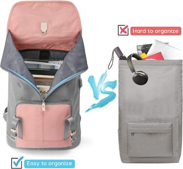 Жіночий рюкзак YAMTION з відділенням для ноутбука 17 дюймів, USB-порт, рожевий | Шкільний рюкзак для підліток та студентів