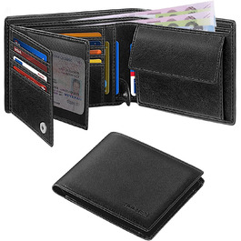 HOCRES Men's Wallets Multi-Functional RFID Blocking Leather Slim Wallet with 15 Card Slots, 2 Bill Compartments, and 2 ID Windows Minimalist Wallets for Men with Gift Box