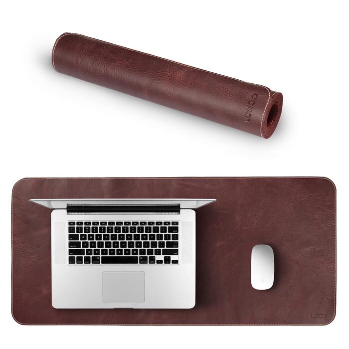 Мишка Londo Echtleder – великий килимок для миші зі шкіри, антиковзний, гладка поверхня, Damson