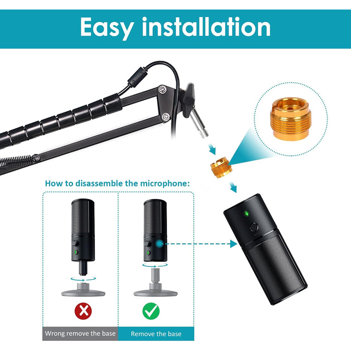 Razer Seiren X: кріплення-плече для мікрофона з поп-фільтром (YOUSHARES)