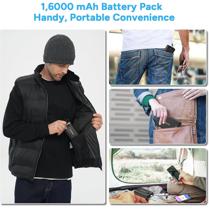 Powerbank Dr.Prepare 16000 mAh: заряд для обігрівальної жилетки, телефону, планшета, маски для очей, вентилятора. 3 виходи: USB, Type-C (In/Out), DC 5V/7.4V