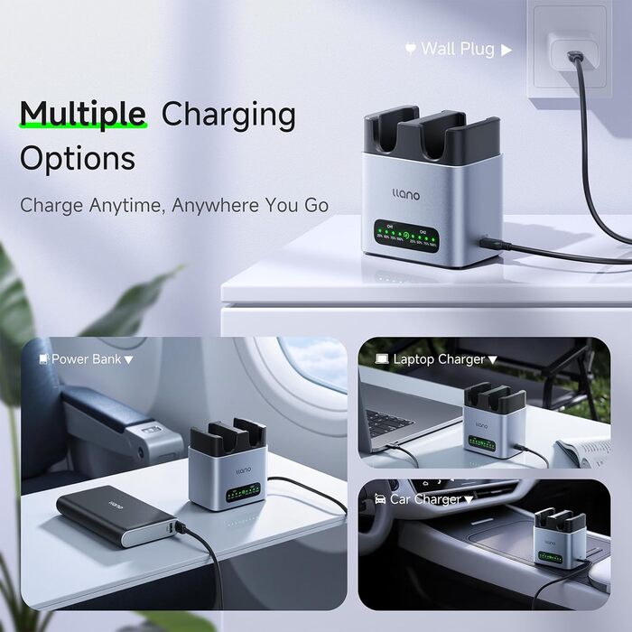 Зарядний пристрій для акумуляторів Canon LP-E6P/LP-E6NH: Dual-Slot, USB-C, LED-дисплей, сумісний з EOS R5/R6/R7 Mark II, 5D/6D/7D Mark II/III/IV, 60D/70D/80D/90D