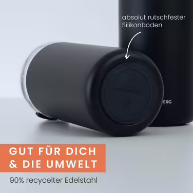 Thermo tumbler 350 or 470ml | Coffee to go cup 100% leak-proof | Keeps warm for at least 4 hours | Coffee to go cup made of recycled stainless steel (Black, 473 ml)