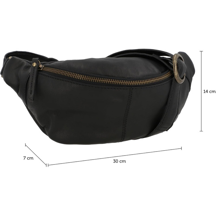 Сумка на пояс Gusti Leder чорна – велика вінтажна сумка через плече для жінок та чоловіків, з натуральної шкіри, регульований ремінь, елегантна для повсякденного використання та подорожей