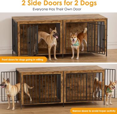 Клітка для собак для дому, 200 см, велика собача будка для 2 собак, XXL, міцна клітка з перегородкою, сучасна собача будка для дому, 4 двері для великих собак до 100 кг