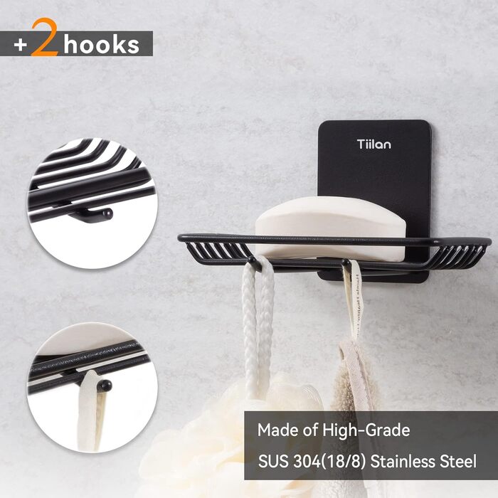 Тримач для мила на стіну - Edelstahl (чорний) | Edelstahl, самоклеючі, для ванної кімнати