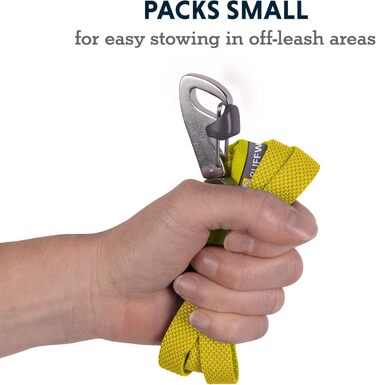 RUFFWEAR Dog Leash Hi & Light, Strong Leash with Integrated Storage Pocket and Secure Crux-Clip Closure, Compactly Folds Down to Pocket Size, (Lichen Green)