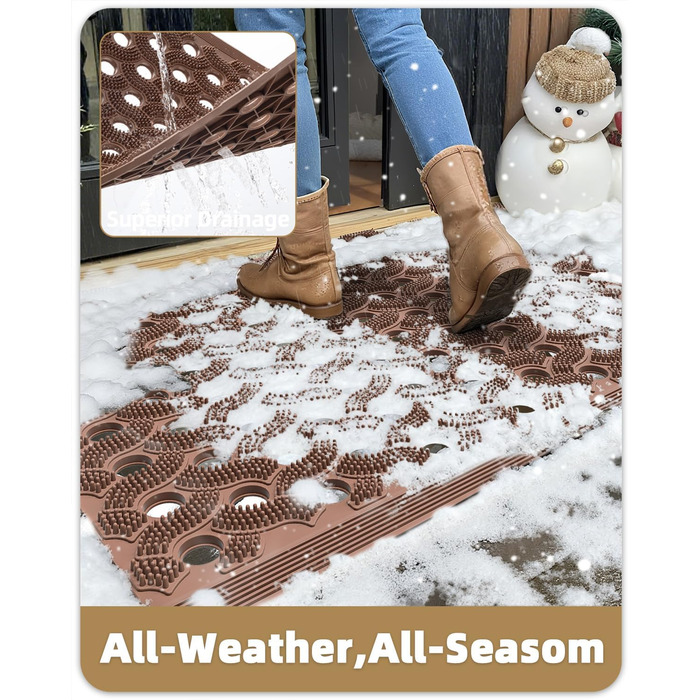 Килимок для порогу COLOR&GEOMETRY Null Geruch TPE Heavy Duty, 43x75 см (60x90 см), коричневий. Екологічний, не потребує догляду, антиковзаючий, для дому та вулиці