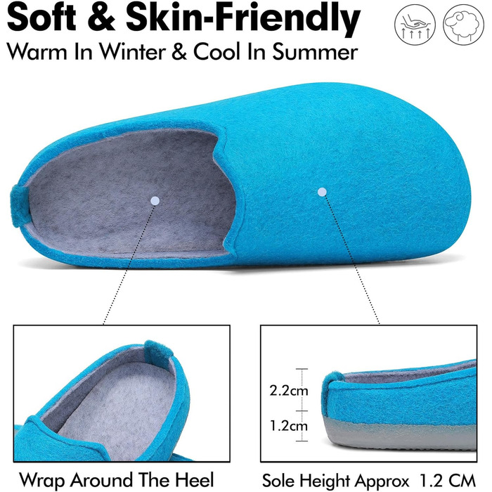 Тапочки халатні зимові Mishansha з фетру для жінок та чоловіків, розмір 36-48 (38 EU), темно-синій