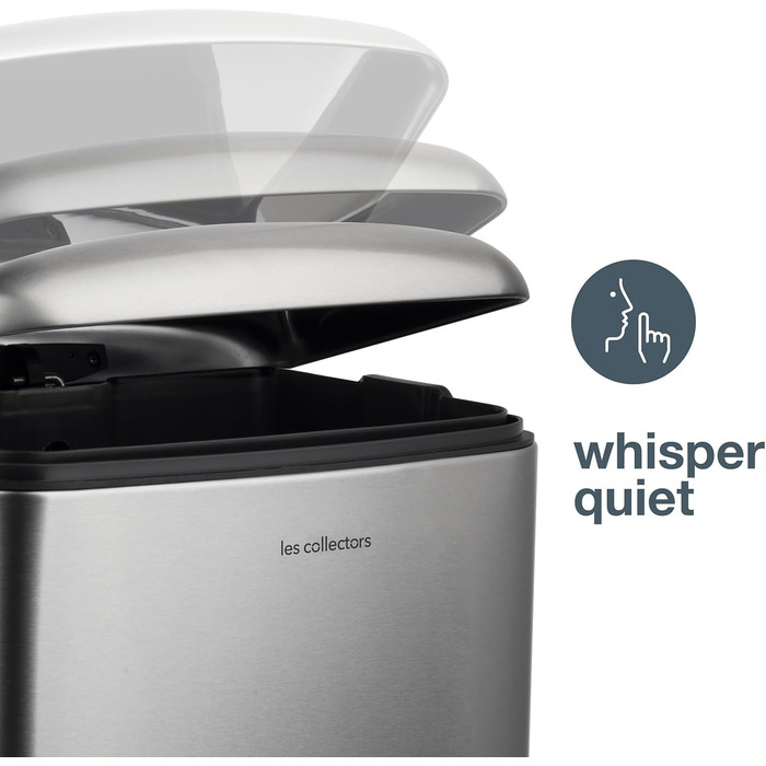 Відро для сміття Les Collecteurs Küchen N°712, 30 л, нержавіюча сталь, знімний внутрішній відро, дизайн, міцне, тихий закриття кришки