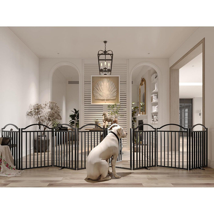 Металеве вольєр для собак BHG Freistehendes, без монтажу, з дверцятами, чорний, 243,8 x 81,3 см, 8 панелей