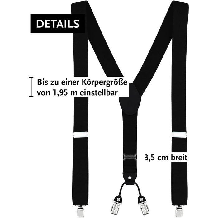 Підтяжки чоловічі DonDon Y-подібні, 3,5 см, еластичні, регульовані, комплект з метеликом 12х6 см, чорні