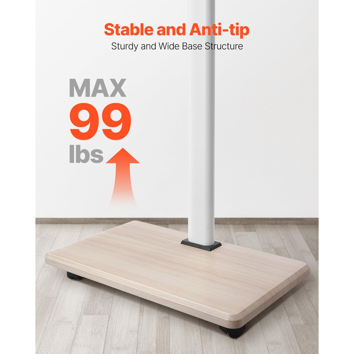 Підставка для телевізора VEVOR на колесах, телевізійна візок для телевізорів 81-178 см (812,8-1778 мм), до 45 кг, поворот 25° вліво/вправо, регульована по висоті, з полицею для кута спальні/вітальні (макс. 600 x 400 мм)