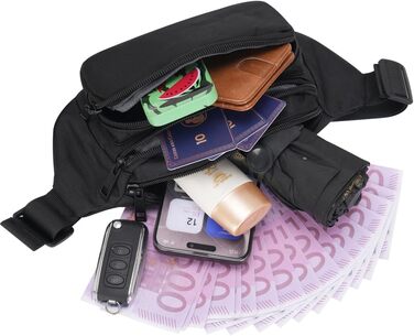 Чоловіча/жіноча поясна сумка Bauchtasche (Чорна) - спортивна, для подорожей, прогулянок з собакою