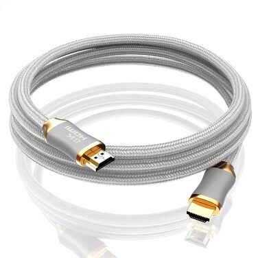 HDMI 2.1 кабель з оптоволокном BHW - 8K 120Hz, 4K 240Hz, HDR10+, 3D, eARC, CEC, HDCP 2.3, Ultra High Speed, позолочені контакти, захист від перегинів, чорний (білий, 3 м)