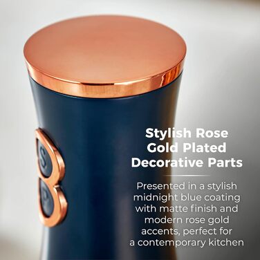 Електричні мельниці для солі та перцю Tower, працюють від батарейок, з регульованими керамічними жорнами, рожеві та рожево-золоті, T847004PNK (Темно-синій)