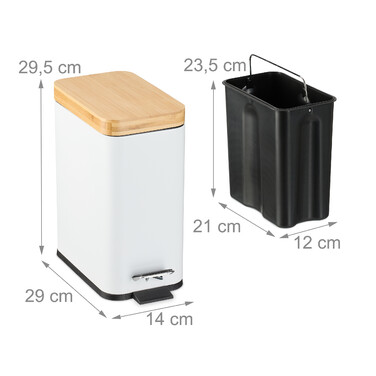 Relaxdays Waste Bin 5 l with Bamboo Lid