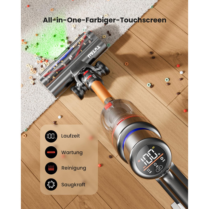 Бездротовий акумуляторний пилосос 600W з потужністю всмоктування 50KPA, 70 хвилин роботи, самостійна парковка, антизаплутана щітка та LED-дисплей, 8-ступенева фільтрація, кріплення на стіну, для шерсті тварин/килимів/твердих поверхонь/автомобіля (фіолетов