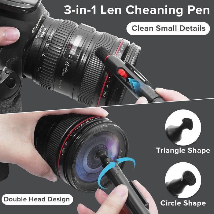 Набір для чищення камери 36-в-1: повний формат, Lenspen, повітряний дмух, пензлі, очищувач, серветки для лінз. Сумісний з Canon, Sony, Nikon, Pentax DSLR