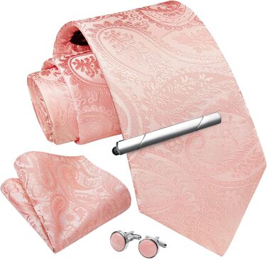 Набір краватки та кишенькового хустинки Enlision для чоловіків (світло-рожевий)