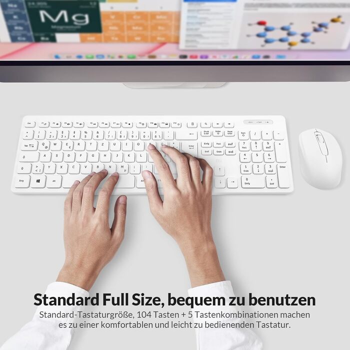 Набір клавіатури та миші Rii (2 шт.) бездротовий, для PC/Laptop/Windows/Smart TV, німецька розкладка, чорний