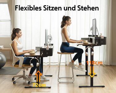 Electric Standing Desk with Drawers - 120x60cm Adjustable Height Desk for Home Office & DIY Pegboard