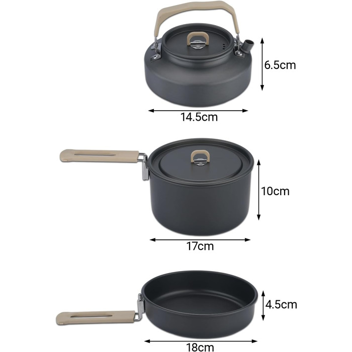 Набір посуду для кемпінгу ISFORU на 2-3 особи, 13 предметів: антипригарні каструлі та сковорідки, посуд для приготування їжі з котелком, пластикові миски та аксесуари. Компактний набір для пікніків, походів та кемпінгу.