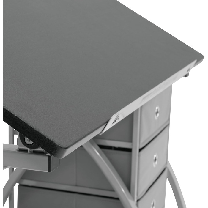 SD Studio Designs Comet Center Plus Craft Table & Stool Set with Storage - Adjustable Top - Silver/Black