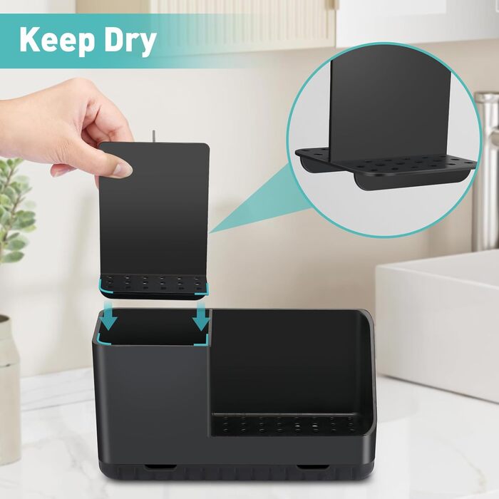 Тримач для зубних щіток у ванну кімнату: органайзер для електричної та звичайної зубної щітки з отвором для стоку води (сірий, чорний)